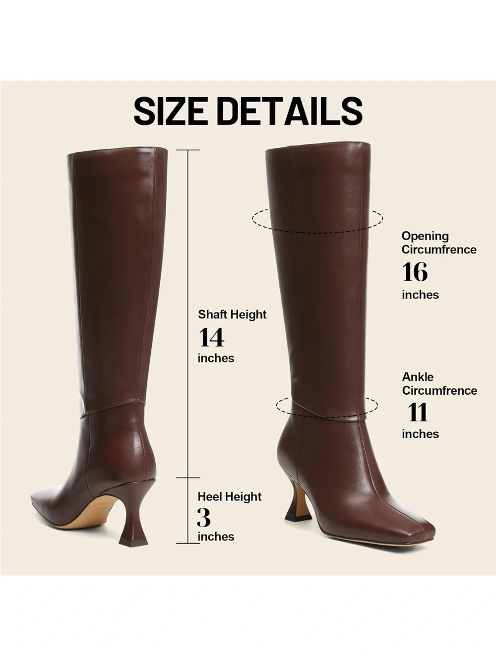 Vomira Classic Brown Women's Knee-High Leather Boots